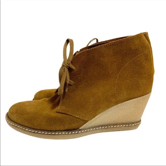 J.Crew Mcalister Wedge Lace Up Bootie Brown Suede Woman's Size 9 - Picture 1 of 8
